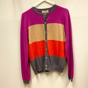 Peck & Peck Cashmere Stripped Cardigan Size XL